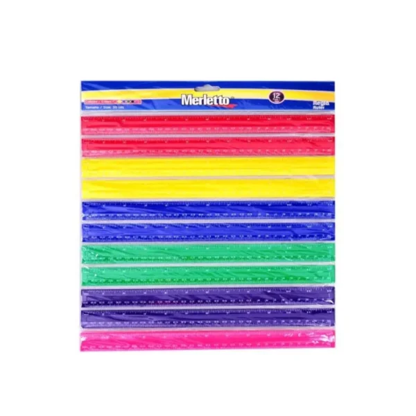 REGLA PLAST PQT12 MERLETTO 30CM COLORES SURT