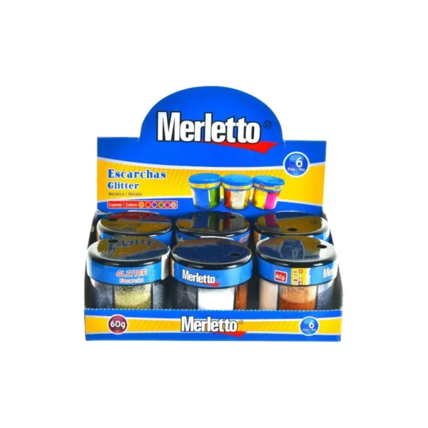 ESCARCHA MERLETTO BOTE 6 COL METALICA 55G