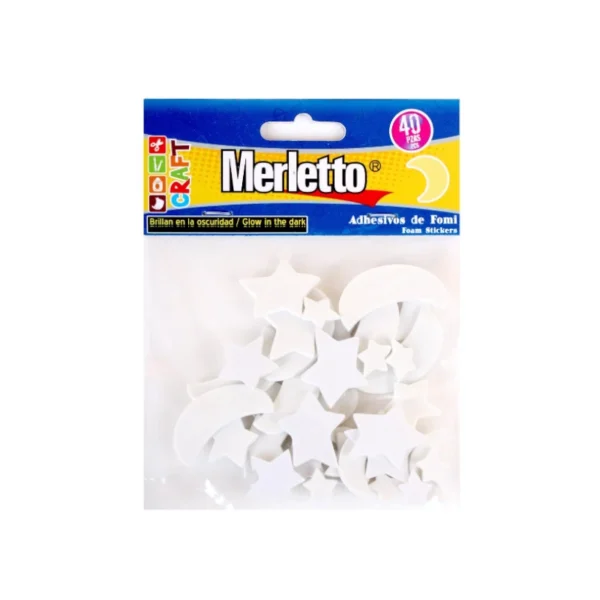 FOAMY ADHESIVO MERLETTO PQT40 LUNA Y ESTRELLAS