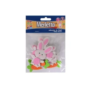 FOAMY ADHESIVO 3D CONEJO PASCUA 12PZS MERLETTO