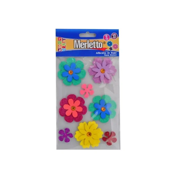 FOAMY ADHESIVO 3D FLORES 8PZS MERLETTO