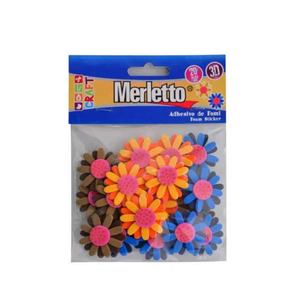 FOAMY ADHESIVO 3D FLORES 20PZS MERLETTO