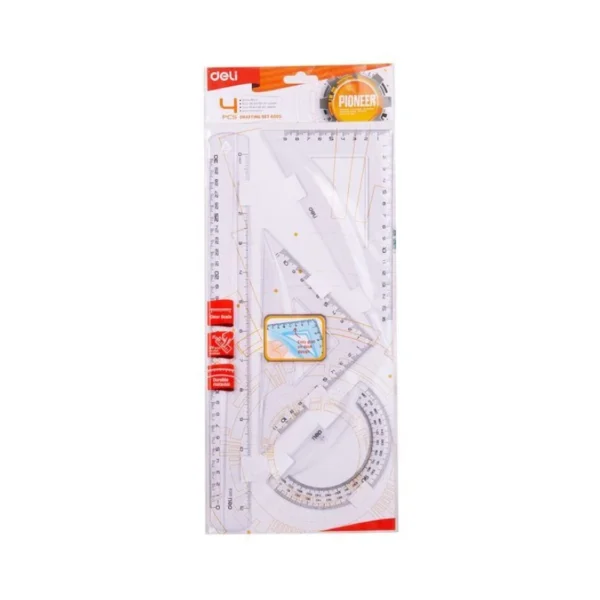 JUEGO GEOM 30CM 4PZS DELI TRANSPARENTE