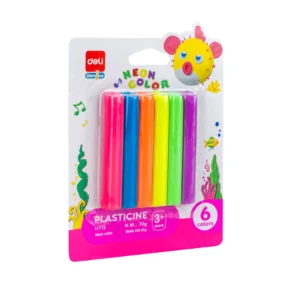 PLASTILINA DELI 6 COLORES NEON