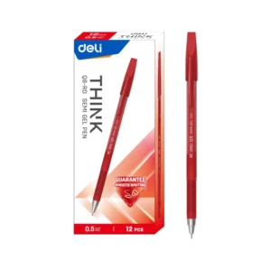 BOLIGRAFO DELI PQT12 SEMI GEL ROJO THINK 0.5MM